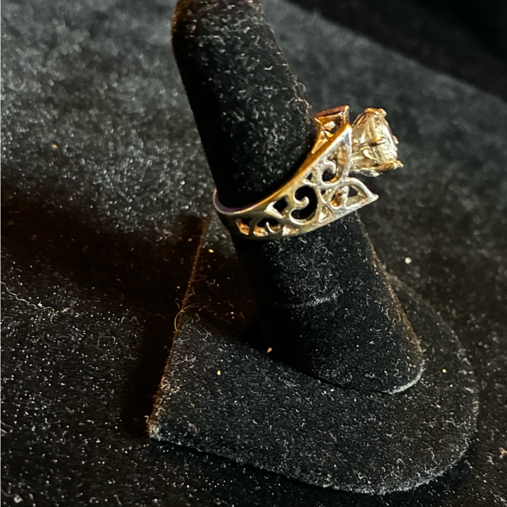 Chunky Silver-Tone Filigree Statement Ring Size 6